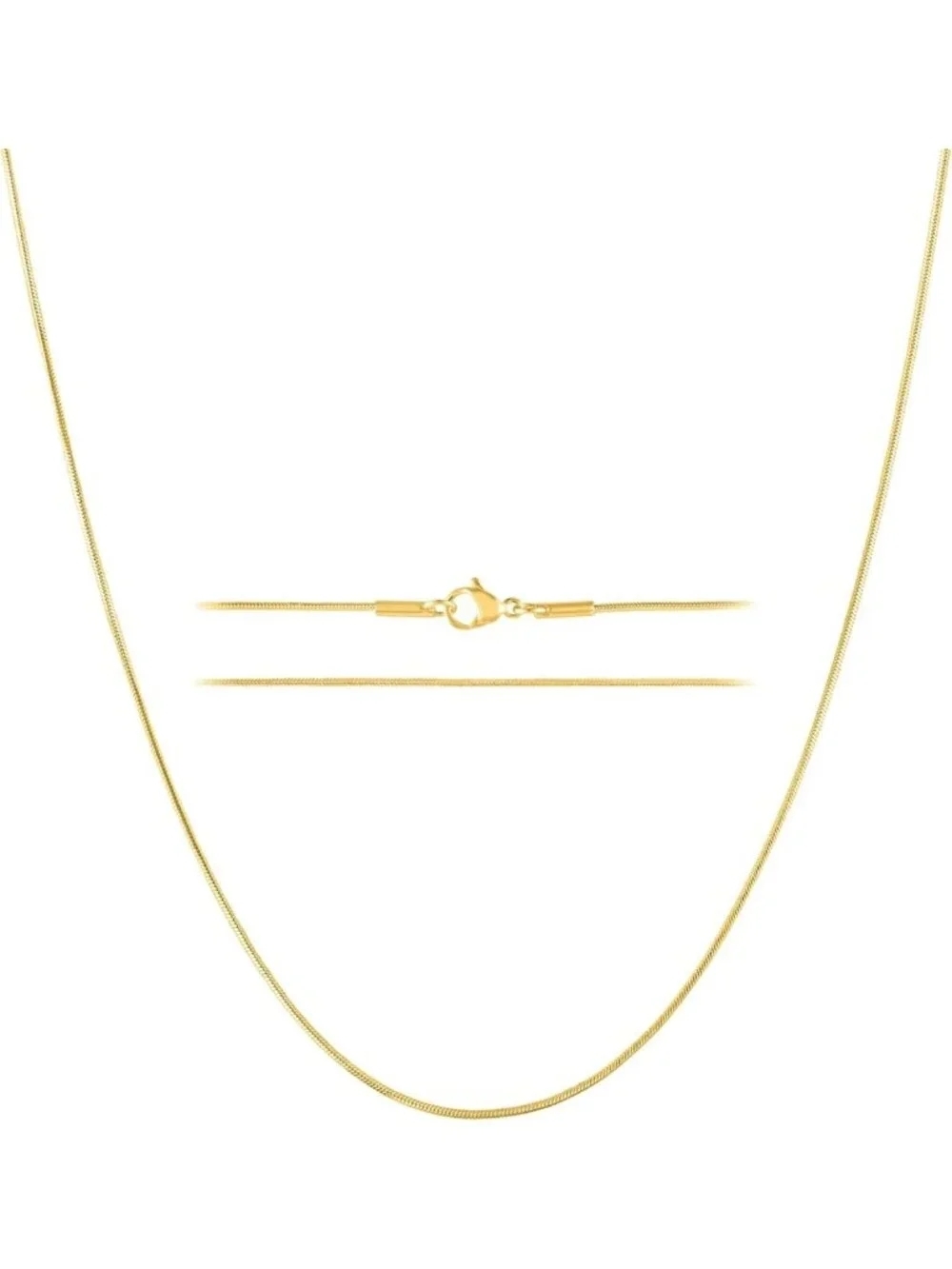 Dainty 24k Gold Snake Chain Necklace - Thin, Elegant, Unisex Jewelry with
